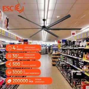 Energy Save 5 Speed Ceiling Fan Black 98inch 108inch 128inch Super Market Large Industrial Ceiling Fan with Remote