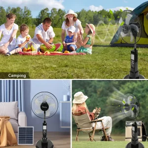 Energy Saving 15W 4 Speed Remote Control Summer Solar Powered Cooling Fan with Solar Panel