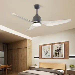 Energy Saving AC Motor Remote Control Ceiling Fan 3 Blade Metal Ceiling Fan with LED Light for Household Use