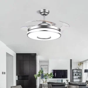 Energy Saving Inverter Ceiling Fan with Light BT Music DC Motor Dimmable LED Remote Control 42-inch Flush Mount for Home Decor