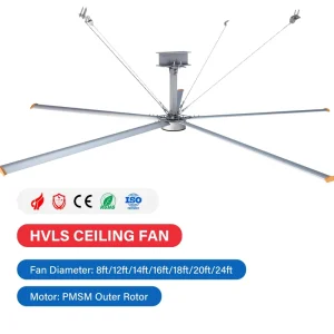 Energy Saving Low Noise HVLS Industrial Ceiling Fan Warehouse Workshop High Quality Helicopter Ceiling Fan 24FT