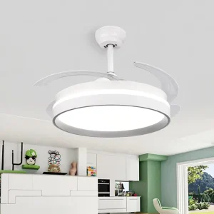 Energy Saving Modern LED Ceiling Fan Light Retractable Blades Intelligent Silent Remote Control LED Ceiling Fan Lamp