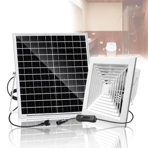 Energy Saving & Ultra Quiet 110CFM Solar Duct Axial Exhaust Fan 20W Panel 12V DC Fresh Air Bathroom Greenhouse Kitchen Garage