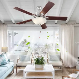 European Style Classic 52 Inch 5 Blades Decorative Ceiling Fan with Light Indoor Silent Chandelier AC Motor Electric Source