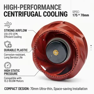 Everflow Spot DirectSales Housing Plastic Centrifugal Fan 175*70mm 12 24 48V 5200 RPM Strong Flow Heat Dissipation