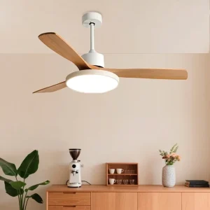 Eye-Protecting Dining Remote Control 6-Speed Timer Wood Ceiling Fan Chandelier Modern Minimalist LED Light Quiet