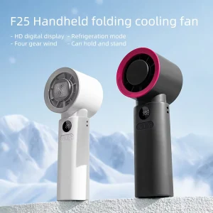 F25 Handheld Cooling Fan Digital CE FCC Certification 4000mAh Battery HD Display Plastic Low Noise Outdoor Car Office Use