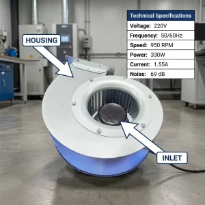 F3P250 EC102 002 220V 50 60HZ Forward Curved Blade Radial Fan OEM Available specialized for Precision Cooling Data Centers