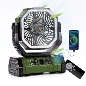 F6 10000mAh Digital Control Portable Rechargeable Outdoor Camping Fan with LED Light and Power Bank Car Compatible for Gift Kids