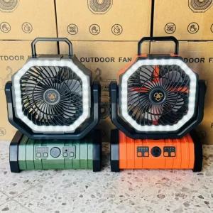 F6 20000mAh LED Lantern Solar Camping Fan with 8W Solar Panel USB Rechargeable Brushless Motor Car Compatible