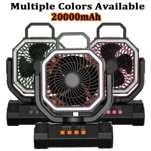 F6S 20000mAh Portable LED Camping Fan with Integrated Light Ventilador Recargable USB Rechargeable Outdoor Cooling Fan