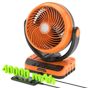 F906 40000mAh Rechargeable Portable Table Fan Battery Operated Emergency Camping Plastic Fan