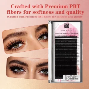 FIENEXI Vegan 0.07mm C D Curl Pre-Made Fan Mixed Tray Classic Mink Eyelash Extensions Professional Use Natural Long
