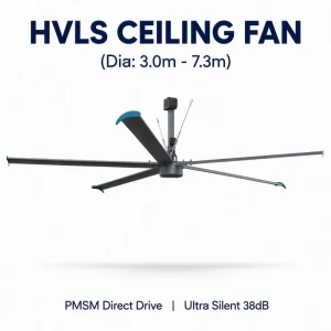 FJDIAMOND 10ft Small HVLS Fan IE5 PMSM Direct Drive 3m Ceiling Fan IP66 Waterproof for Coffee Shop Restaurant Office Home Garage