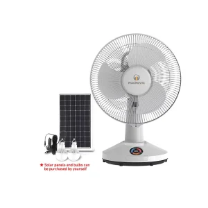 Factory 12 Inch Portable Rechargeable 24W Plastic Desktop Fan and Wall Fan with Solar Panel for Outdoor Emergency Fan