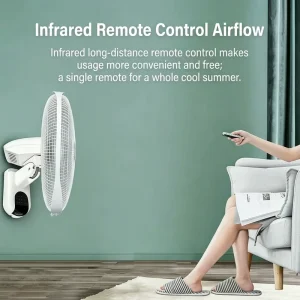 Factory 16 Inch Electric Wall Fan 45W AC Motor 3 Speed 90 Swing 7.5H Timer Remote Control Energy Efficient Class for Warehouse