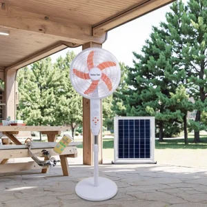 Factory 16 Inch Plastic Solar Battery Energy Efficient Adjustable Height Air Cooling Stand Fan Remote Control Hotel