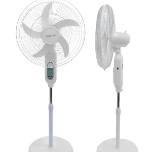 Factory 18 Inches Solar Remote Control Fan with LED Light MP3 FM Radio Bluetooth Lithium Battery Rechargeable Fan for Home