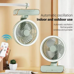 Factory 4000mAh USB Rechargeable Electric Fan 5 Modes with LED Light Outdoor Camping Desk Wall Mounted Fan