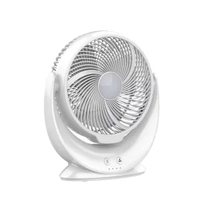 Factory 8 Inch Rechargeable Table Fan 3 Wind Speeds RGB Night Light Air Cooling Fan Oscillating Mini Desk Fan for Home