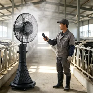 Factory Custom 26 Inch Industrial Water Mist Fan Factory Direct Misting Fan 9 Speed Wind Adjustment