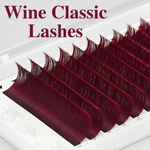 Factory Custom Color Classic Wine Red Lashes C D L M LC Custom Logo Eyelash Fan