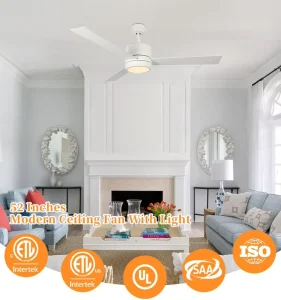 Factory Designer Indoor Energy Saving Modern White Electric AC Motor Ceiling Fan Decorative Led Remote Control Light Household