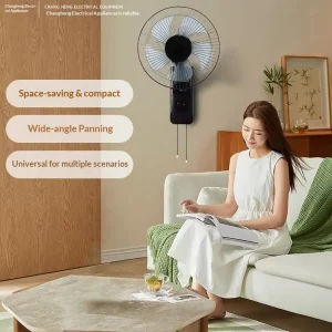 Factory Direct 14 Inch Plastic Solar Wall Fan 5 Blade Set Emergency Power Low Noise 40 50 DB 15W Class A+ Energy Efficient