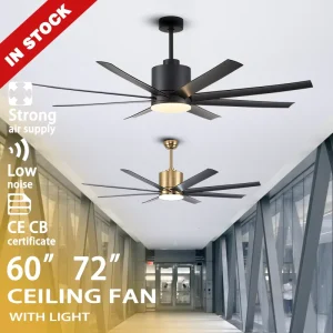 Factory Direct 60 72 Inch 8 Blades Fan Chandelier LED 18W European Iron Ceiling Light with Fan Remote Control Ceiling Fan Light