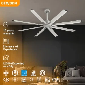 Factory Direct 72 INCH Large 8 Aluminum Blades Ceiling Fans with Remote Control Reversible Lights for Store Garage Household