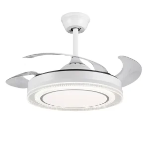 Factory Direct Modern Iron AC Motor 80W 4 Blades 6 Speed Smart LED Ceiling Fan with Light for Bedroom Dining Room