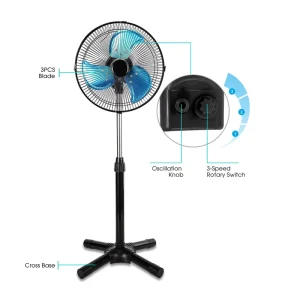 Factory Direct OEM Silent 12 Inch Air Cooling Pedestal Fan Oscillating Plastic Electric Floor Standing Fan