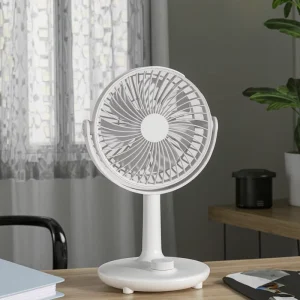Factory Direct Plastic USB Desktop Fan Mechanical 360 Degree Variable Speed 4000mAh Battery Quiet Operation for Hotel Office Use