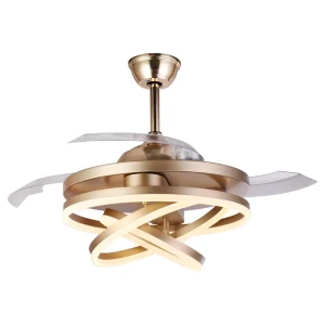 Factory Direct Retractable Ceiling Fans with Lights and Remote Dimmable 3CCT Reversible BLDC Motor for Bedroom Living Room