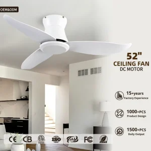 Factory Direct Sale Modern Bedroom Living Room Ceiling Fan 3 ABS Blades 6-Speed Remote Control Ceiling Fan