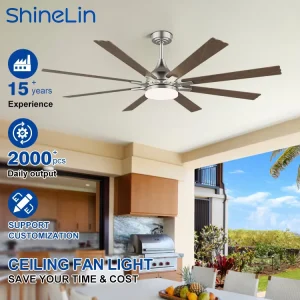 Factory Direct Sale Modern Indoor Living Room Bedroom 8 Blades 60 Inch DC Motor Remote Control Smart Led Ceiling Fan Light