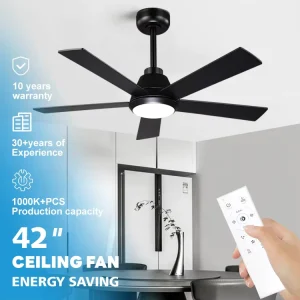 Factory Direct Sale Modern Indoor Living Room Bedroom Decoration 42Inch Plywood Blade Remote Control Led CeIling Fan with Light
