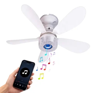 Factory Direct Sale Smart Music Ceiling Fan RGB Color Changing LED BLDC Ceiling Fan with Speaker