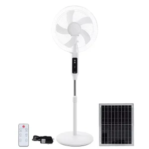 Factory Direct Sale Special Price Solar Fan 16 Inch Remote Control Rechargeable Standing Fan LED Lighting Side to Side 40 50 DB