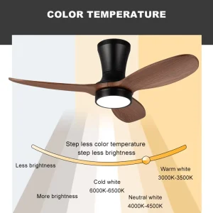 Factory Direct Sales Remote Control 22W 36Inch 3 Blade ABS Smart Luxury Ceiling Fan with Led Light