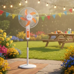 Factory Direct Sales of 16-inch Brushless Solar Vertical Fan Strong Wind Power Battery Outdoor Hotel Use 3-Speed Remote Control