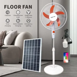 Factory Direct Supply 16 inch 15W Solar Charging Floor Fan for Indoor Outdoor Use