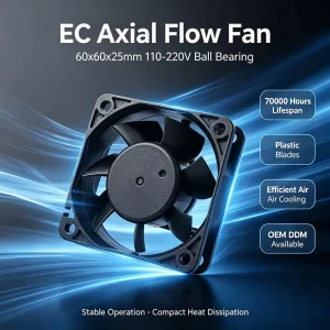 Factory Direct Supply EC Axial Flow Fan 6025 60x60x25mm 110 220V Dual Ball Bearing 70000 Hours Lifespan Non RGB Air Cooling Fan