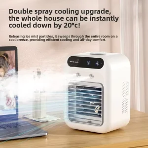 Factory Direct Touch Sensitive Control Low Noise Mini USB Powered Air Cooler Fan Humidifying Spray for Cooling