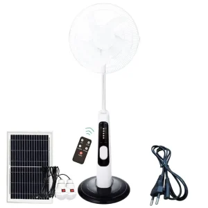 Factory Directly Selling 16 18 Inch 12v Dc Solar Ac Dc Fan Solar Rechargeable Standing Fan with Solar Panel and LED Light