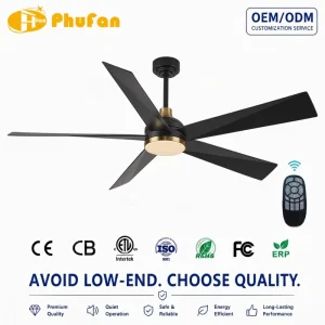 Factory Electric Ceiling Fans Light Metal ABS 5 Blades 65 Inches 6 Speed Remote Control Smart Control Household 220v