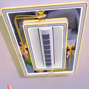 Factory Living Room Remote Control DC Modern Square LED Dimming Bladeless Ceiling Fan With Light