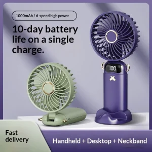 Factory Mini USB Desktop Fan for Garage Portable Handheld Cooling Fan Wearable Neck Fans for Household Six speed Wind Settings