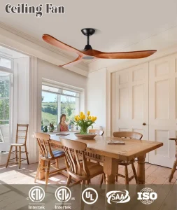 Factory Modern Simply 56 Inch Solid Wood 3 Blades Decorative Ceiling Fan DC MOTOR Air Cooling Fan Without LED Light