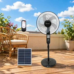 Factory New Design Black 15W 4Speed 16Inch Rechargeable Portable Solar Powered Camping Fan
